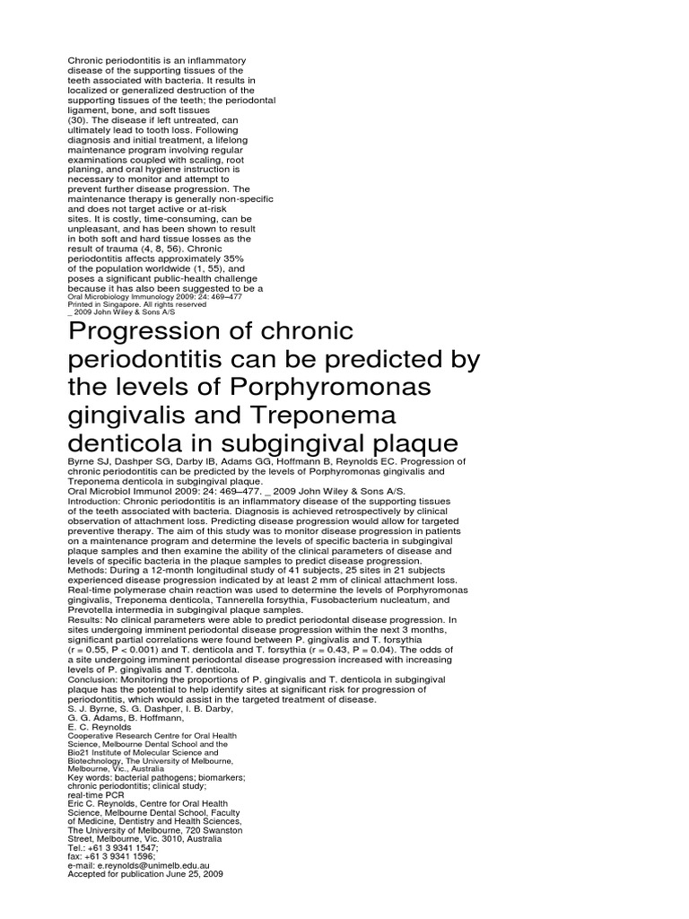 Chronic Periodontitis | PDF | Periodontology | Human Tooth
