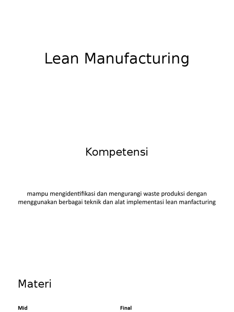 Lean Manufacturing: Teknik & Prinsip | PDF | Produksi Ramping ...