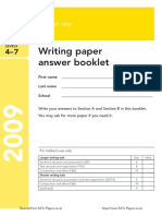 Ks3 English 2009 Writing Paper Answer Booklet