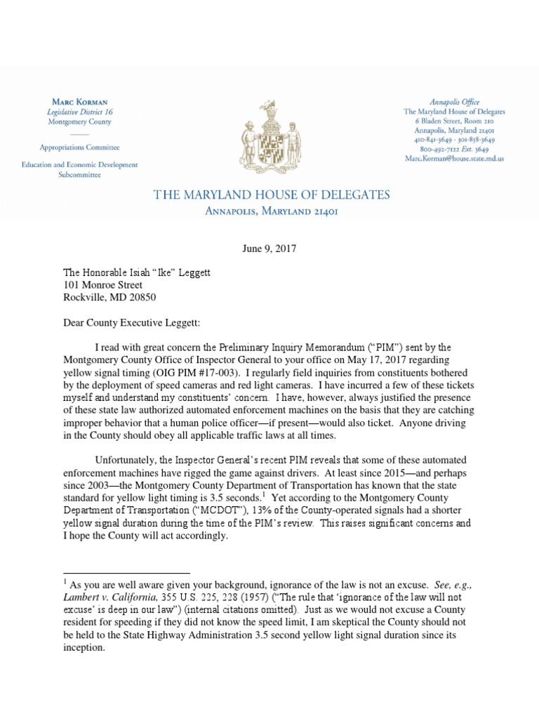 Red Light Camera Letter To Leggett Traffic Light National Security
