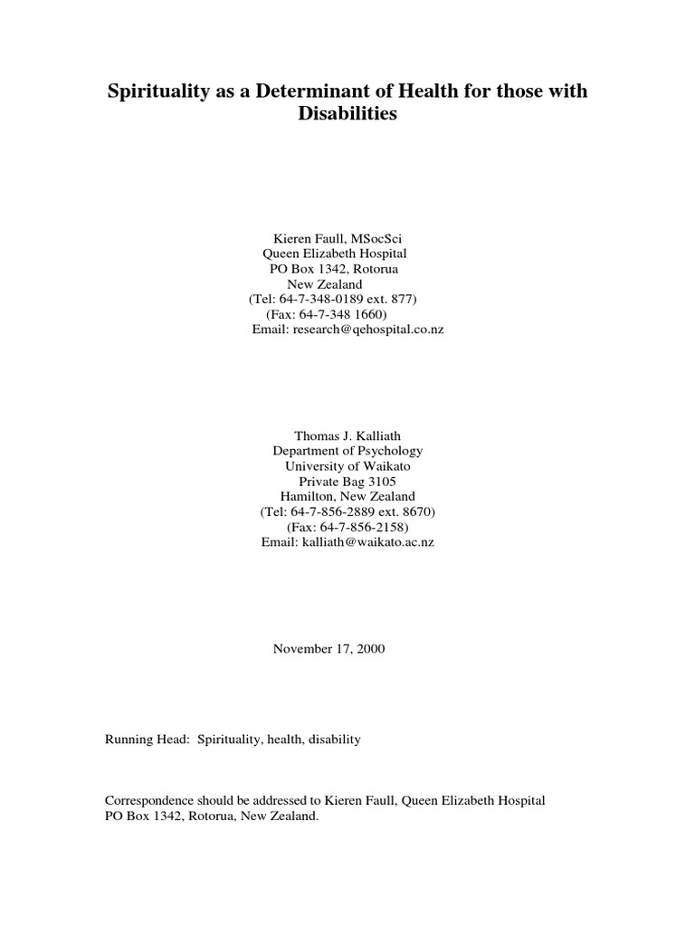 Spirituality's Impact on Disability Health | PDF | Self | Spirituality