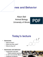 Hormones and Behavior: Alison Bell Animal Biology University of Illinois