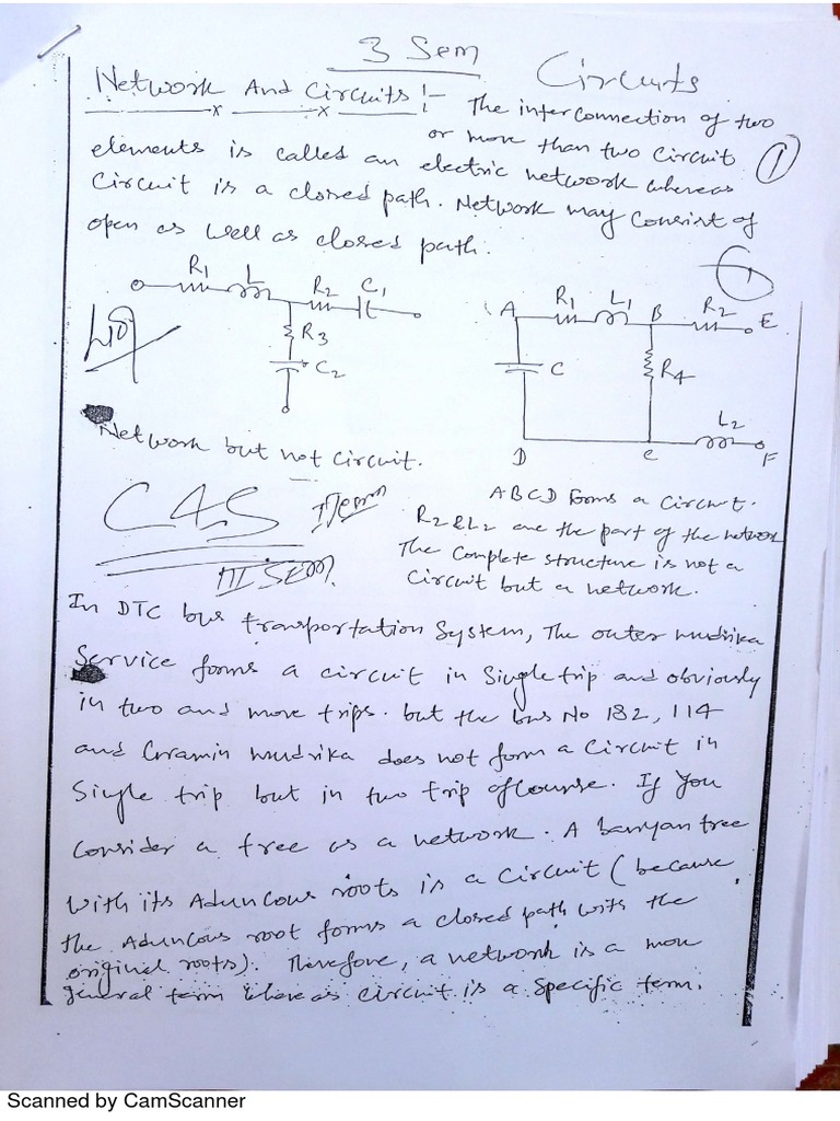 Circuits And Systems Notes Handwritten Pdf