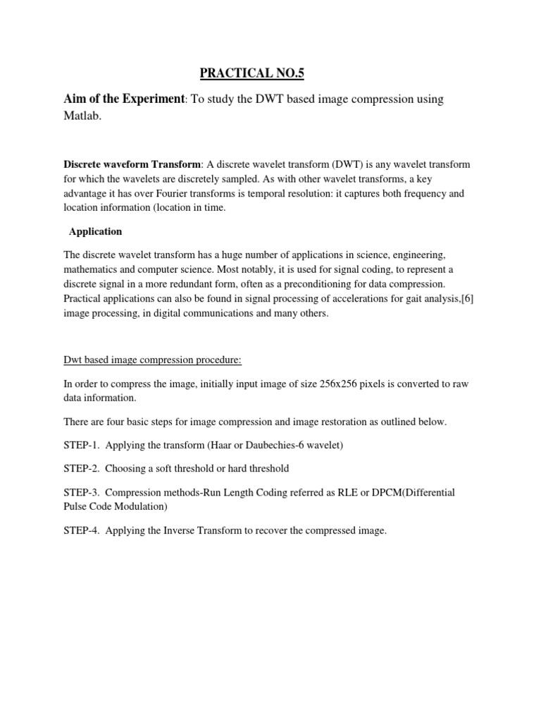DWT Image Compression in Matlab | PDF | Teaching Methods & Materials ...
