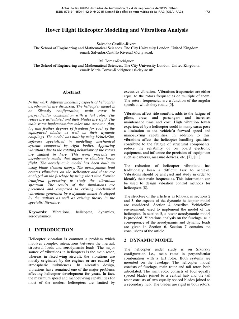 Hover Flight Helicopter Modelling and Vibrations Analysis PDF | PDF ...