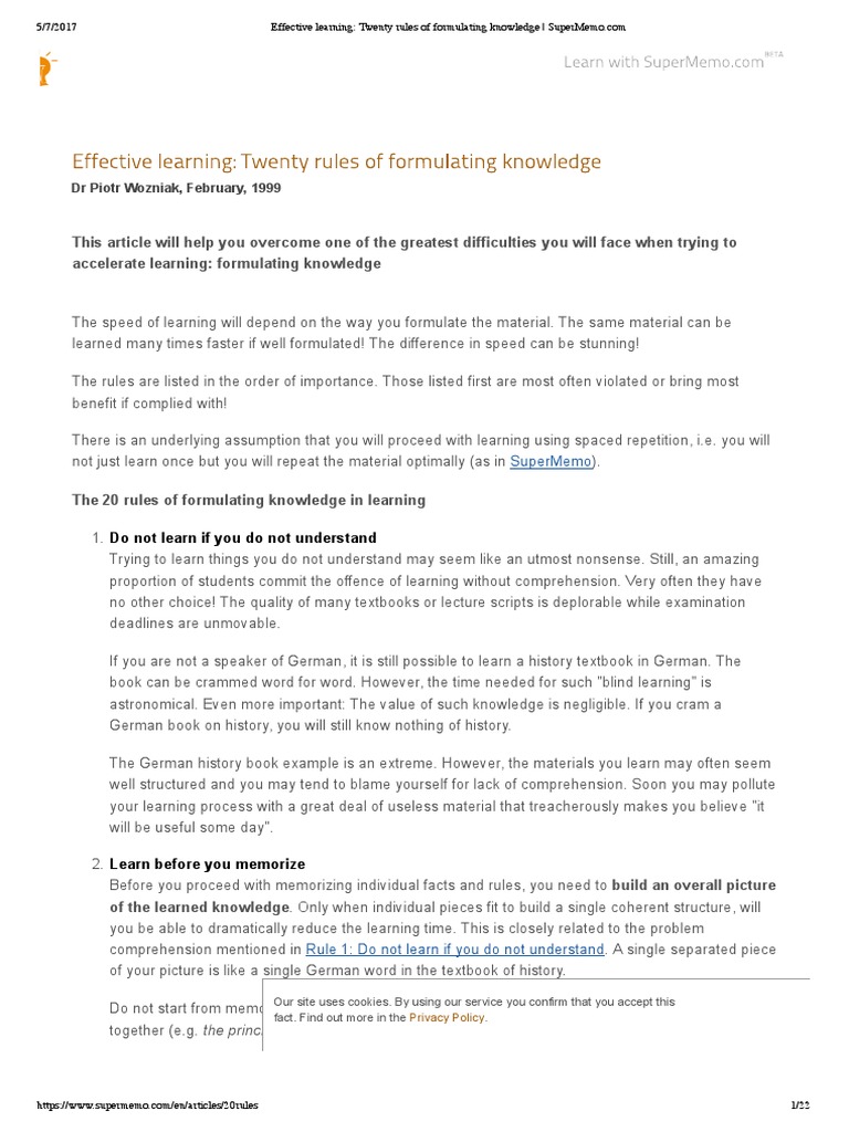 20 Rules for Effective Knowledge Formulation | PDF | Dead Sea ...