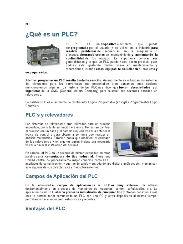 Plc Pdf Controlador Lógico Programable Ingenieria Eléctrica