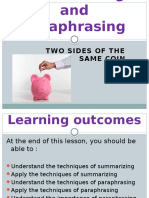 Paraphrasing and Summarizing: Understanding the Difference