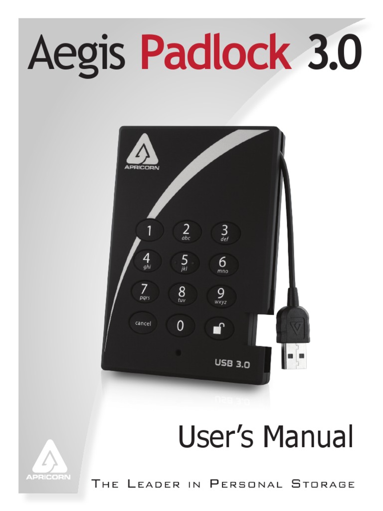 Aegis Padlock 3 Manual | Usb | Password