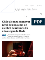 Chile alcanza su mayor nivel de consumo de alcohol de últimos 15 años según la Ocde