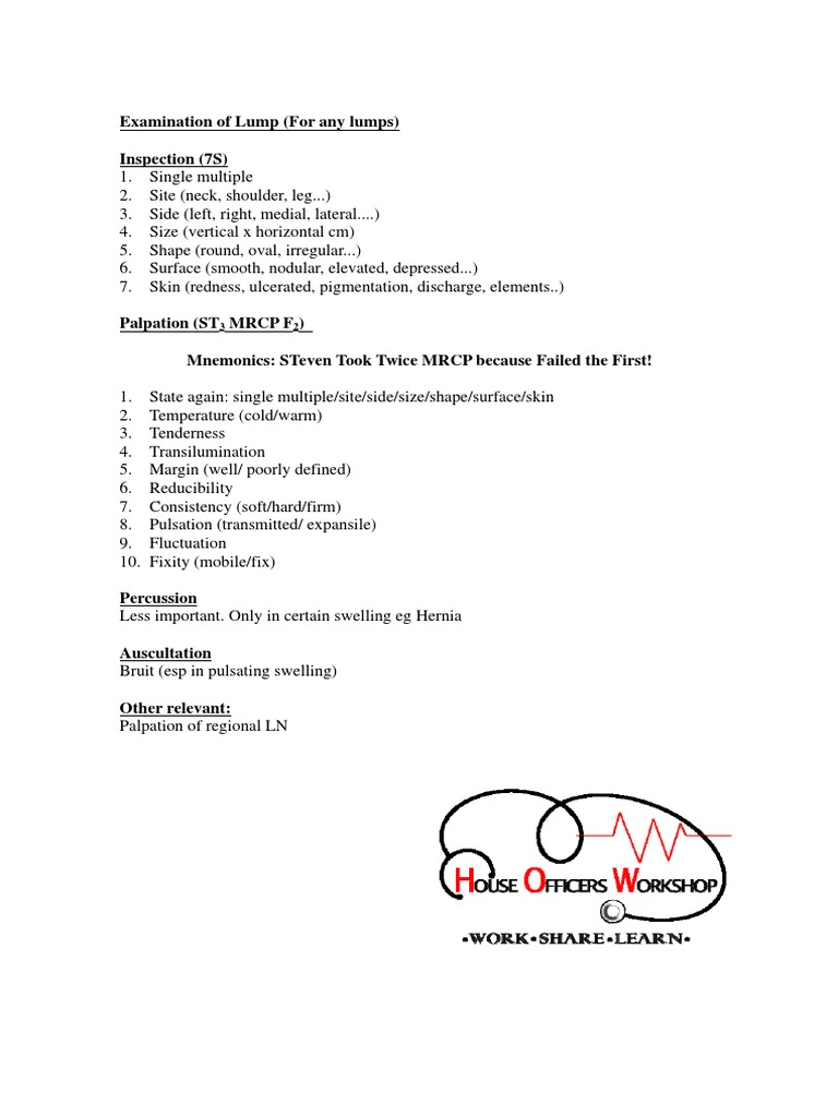 Lump Examination Guidelines | PDF
