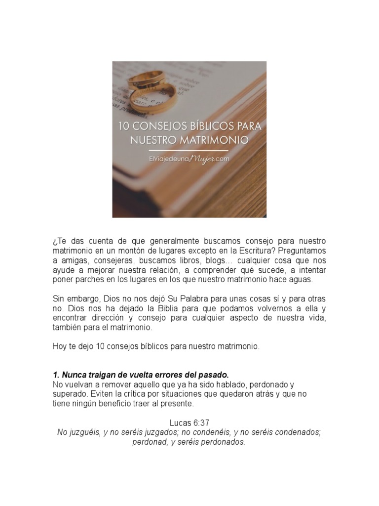 10 Consejos Bíblicos para el Matrimonio | PDF | Biblia | Amor