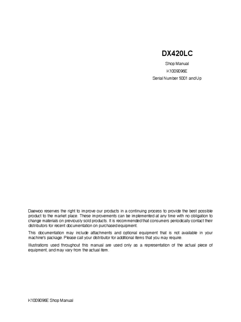 Dx420lc Shop Manual | PDF | Transmission (Mechanics) | Manual.
