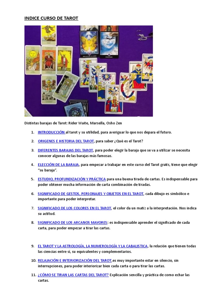 Curso Completo de Tarot: Guía Práctica | PDF | Tarot | Jugando a las cartas