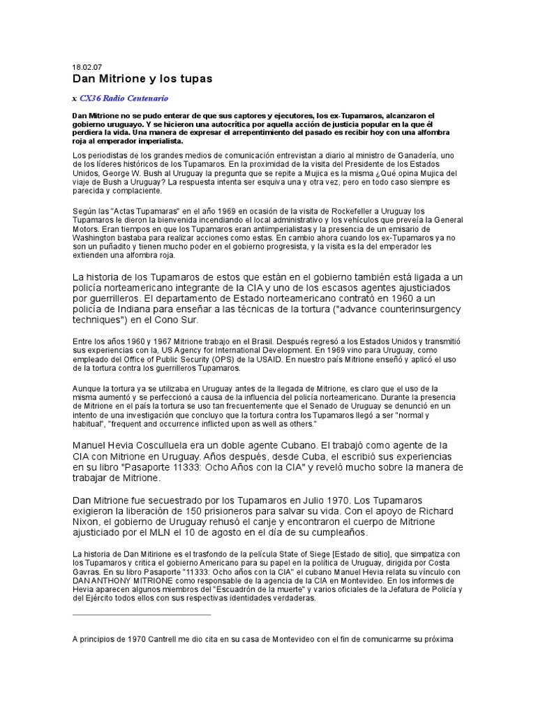 Dan Anthony Mitrione PDF Agencia Central de Inteligencia Política