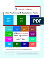 September 2013: School Year Calendar & Weekly Lesson Planner