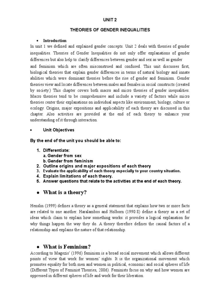 Theories of Gender Inequalities | PDF | Feminism | Gender Studies