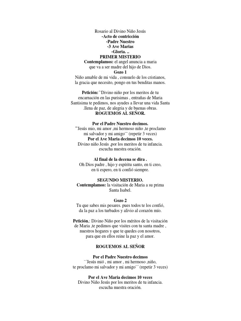 Rosario Al Divino Niño Jesús | orador del Señor | Oración