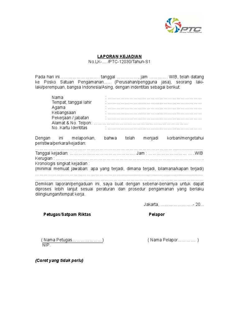 19, Pembuatan Laporan Satpam