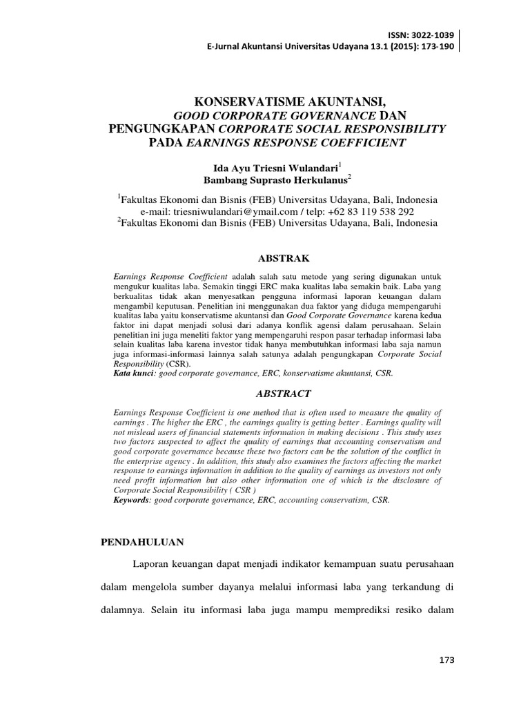 Jurnal Earning Response - Lokal