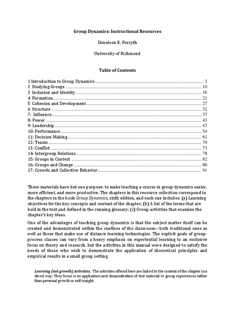 Group Dynamic Instructional Resources 2014 | PDF | Social Group ...