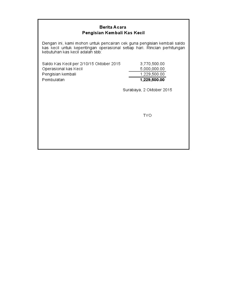 Contoh Laporan Petty Cash