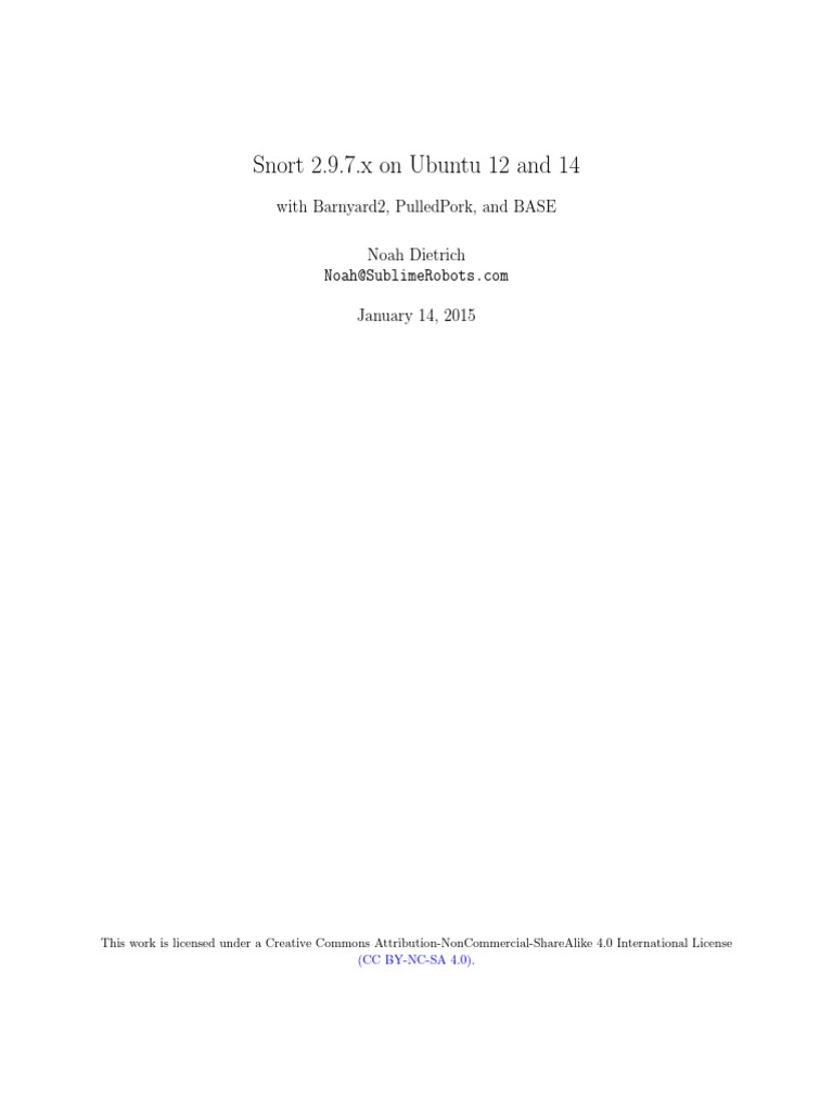 Snort 2.9.7.x On Ubuntu 12 and 14 PDF | PDF | Command Line Interface | Sudo