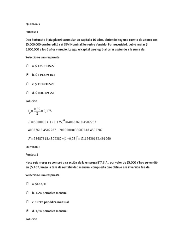 Matemática Financiera - Parcial | PDF | Tasas de interés | Dinero