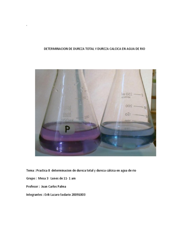 Determinacion de Dureza Total y Dureza C Calcio Cloruro de sodio