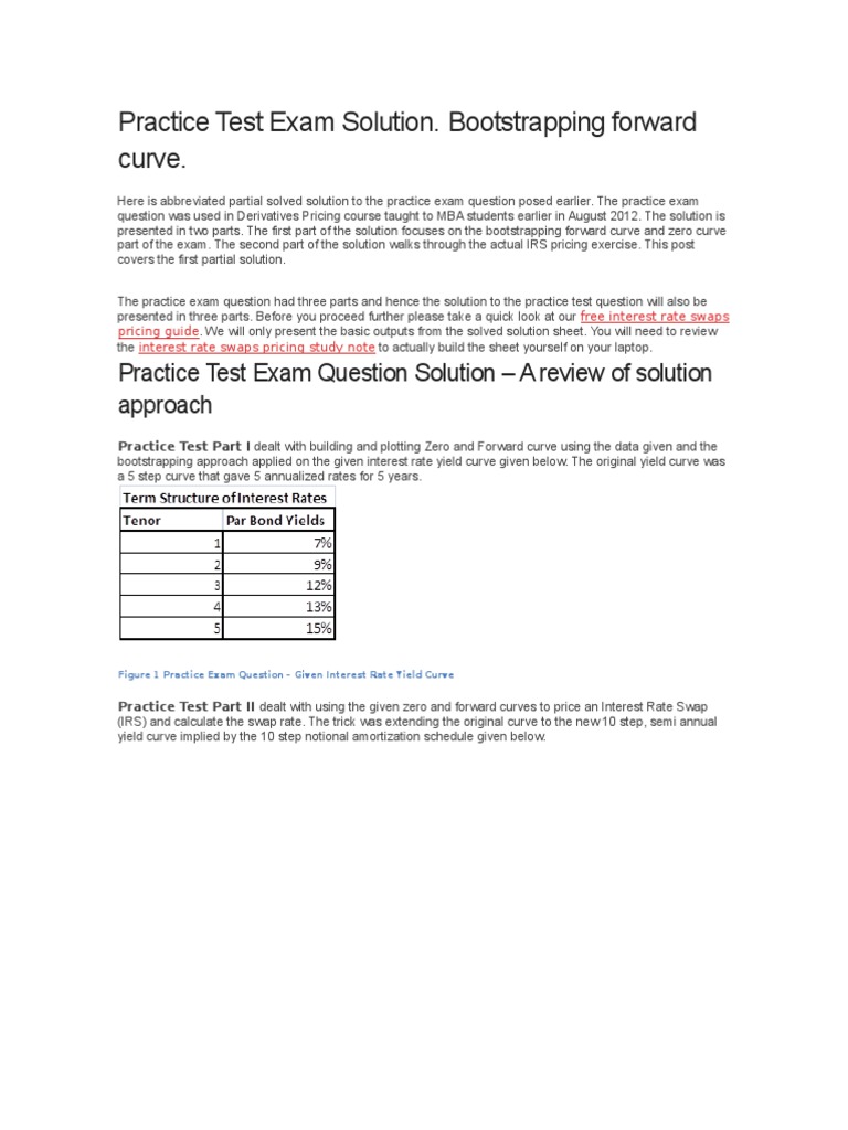 Bootstrapping Interest Rate Swaps Exam | PDF | Bonds (Finance) | Yield ...