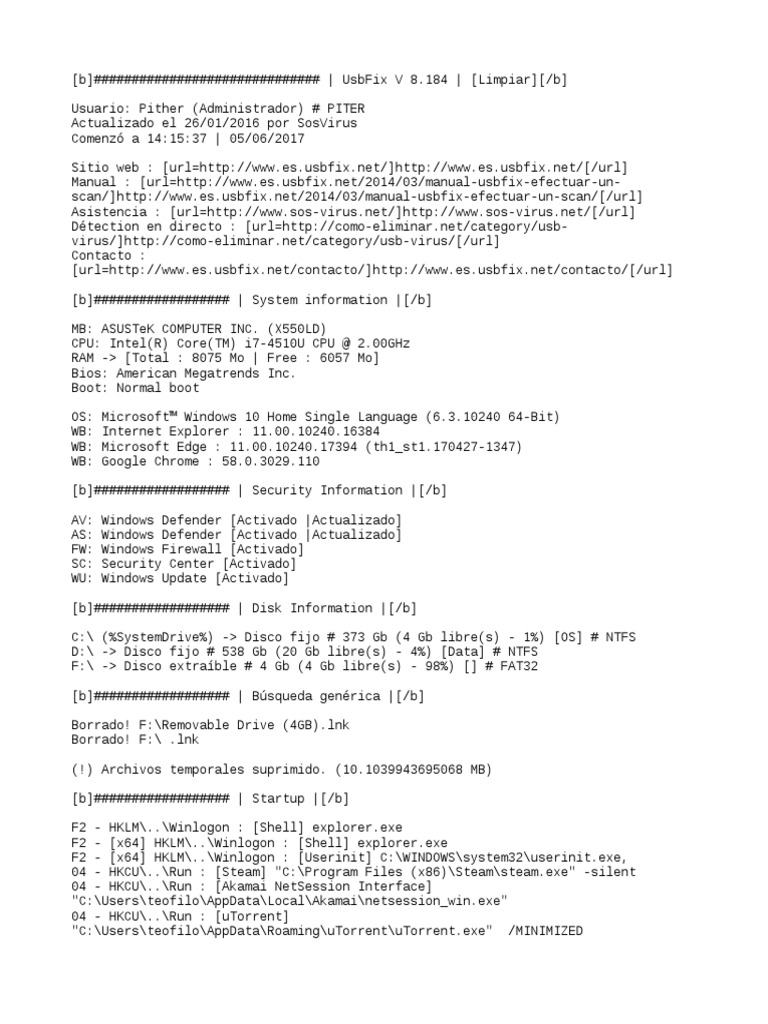UsbFix Report | PDF | System Software | Computer Related Introductions