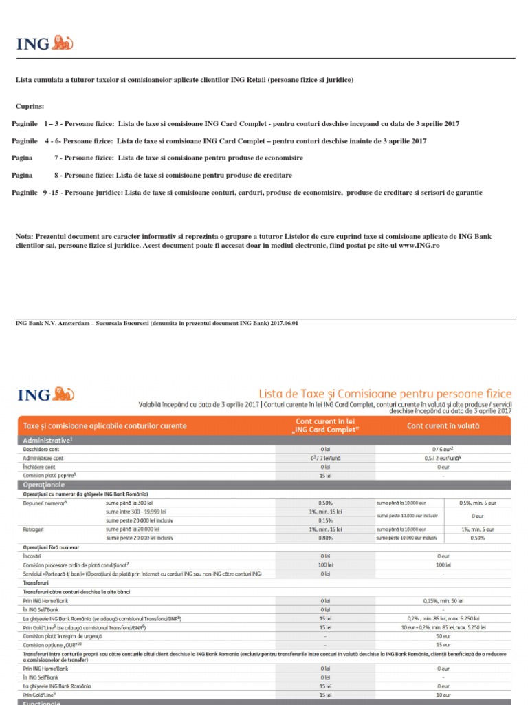 Taxe Comisioane Ing