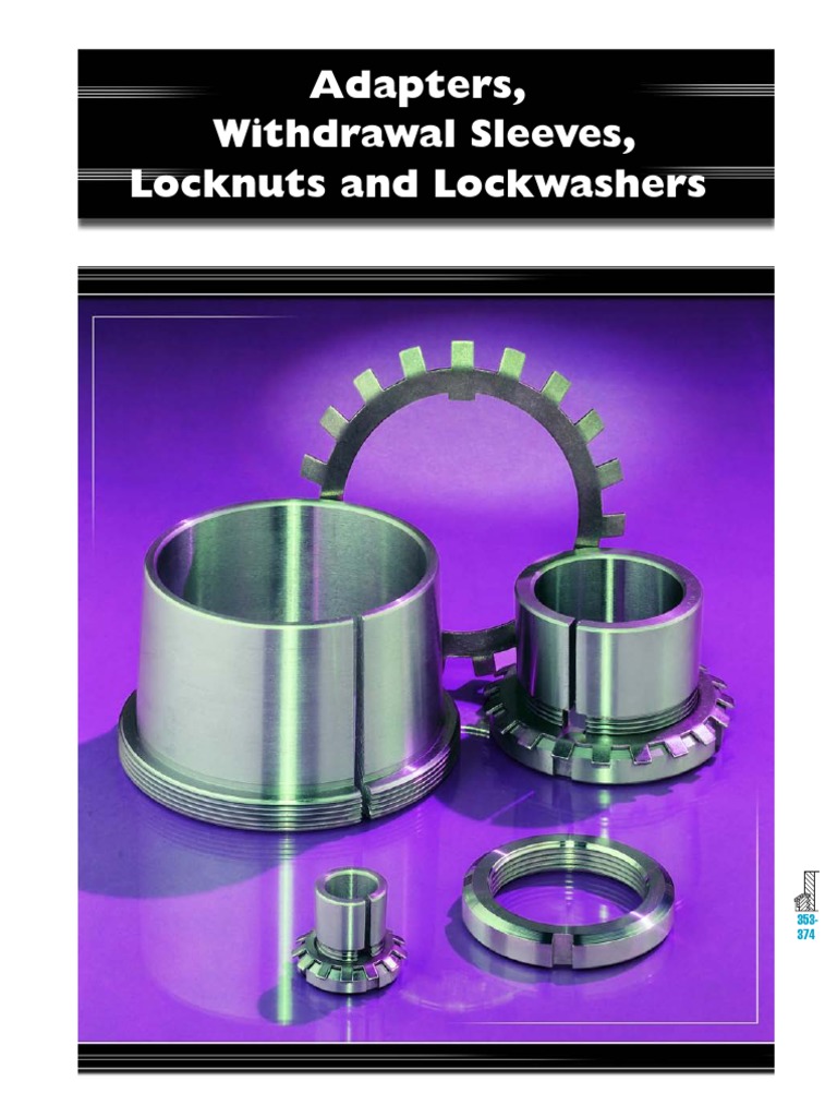 Adapters, Withdrawal Sleeves, Lock Nuts & Lock Washers | PDF ...