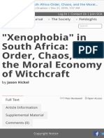 Xenophobia in South Africa - Order, Chaos, and The Moral Economy of Witchcraft