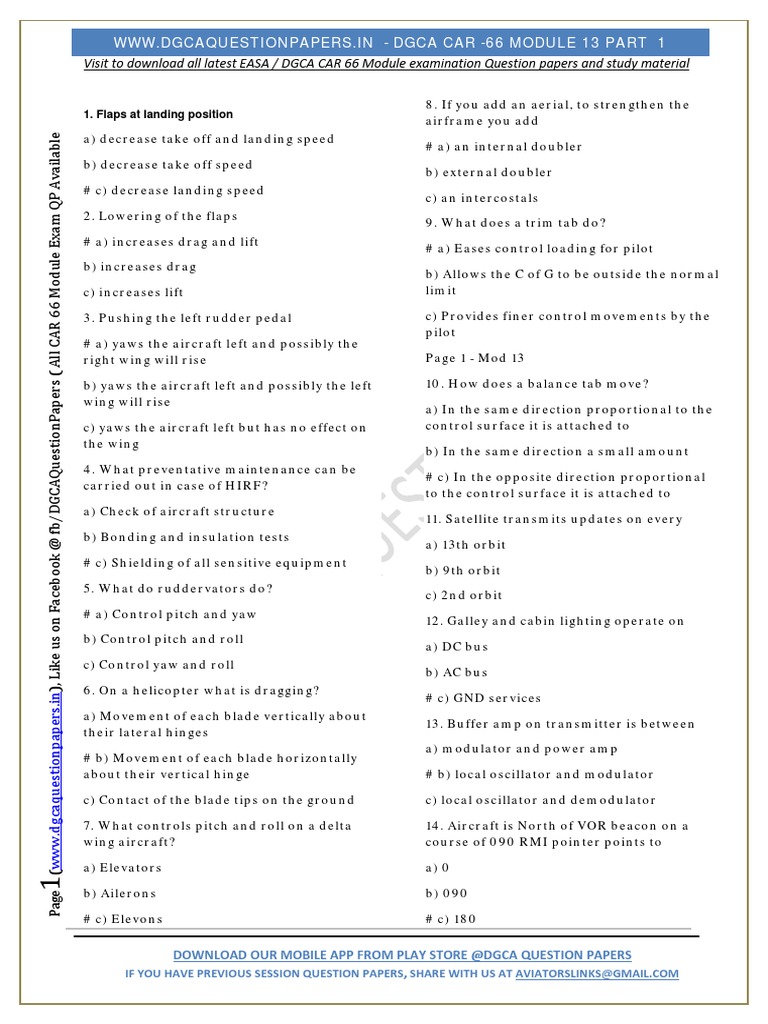 Dgca Module 13 Part 01 Pdf Flight Control Surfaces Aerospace