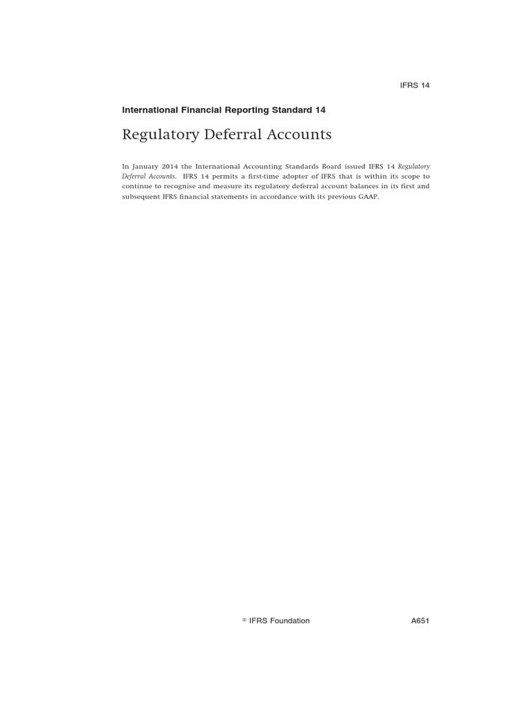 IFRS 14 Regulatory Deferral Accounts Download Free PDF