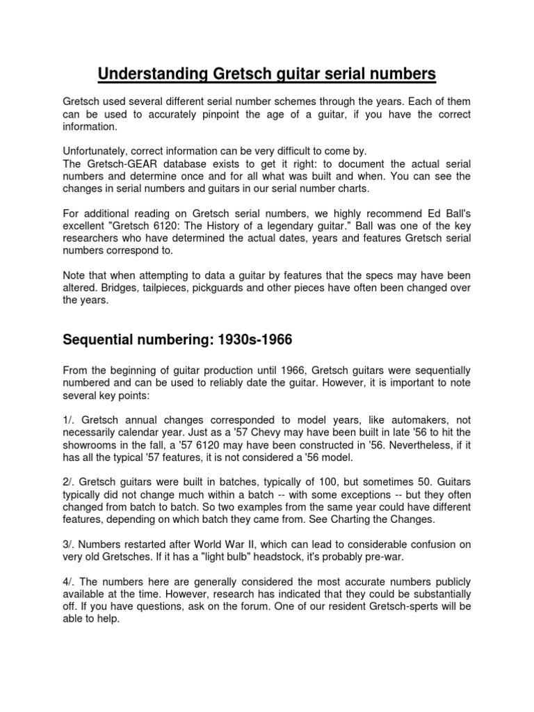 Gretsch Guitars Serial Numbers Download Free PDF Guitars Celtic