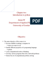 Chapter Two Introduction To Python Aman W Department of Applied Physics University of Gondar