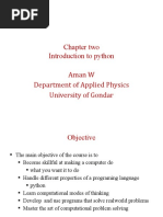 Chapter Two Introduction To Python Aman W Department of Applied Physics University of Gondar