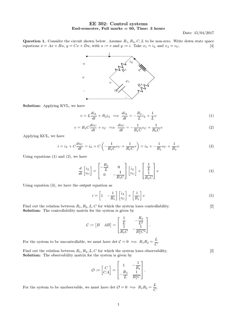 Control Endsem Solutions PDF | PDF | Eigenvalues And Eigenvectors ...