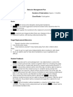 Behavior Management Plan Date: January 2017 Duration of Intervention: Approx. 3 Months Student: Aiden Class/Grade: Kindergarten