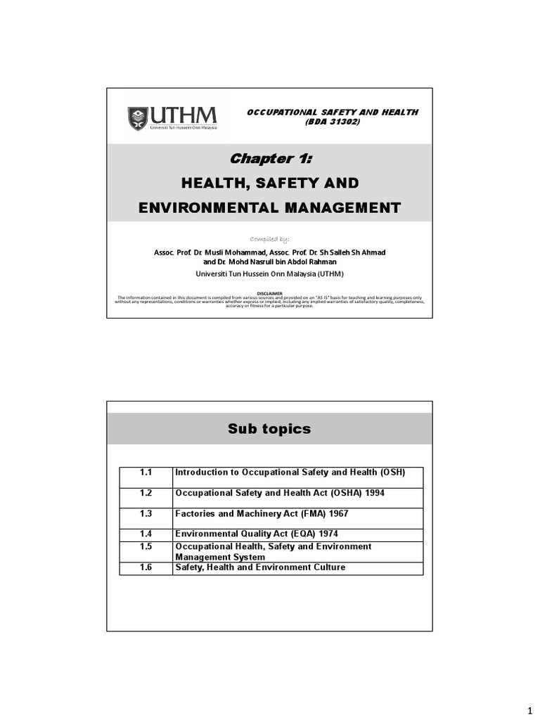 01 - Health Safety & Environmental Management | PDF | Occupational ...