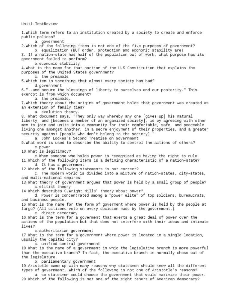 Government test review picture