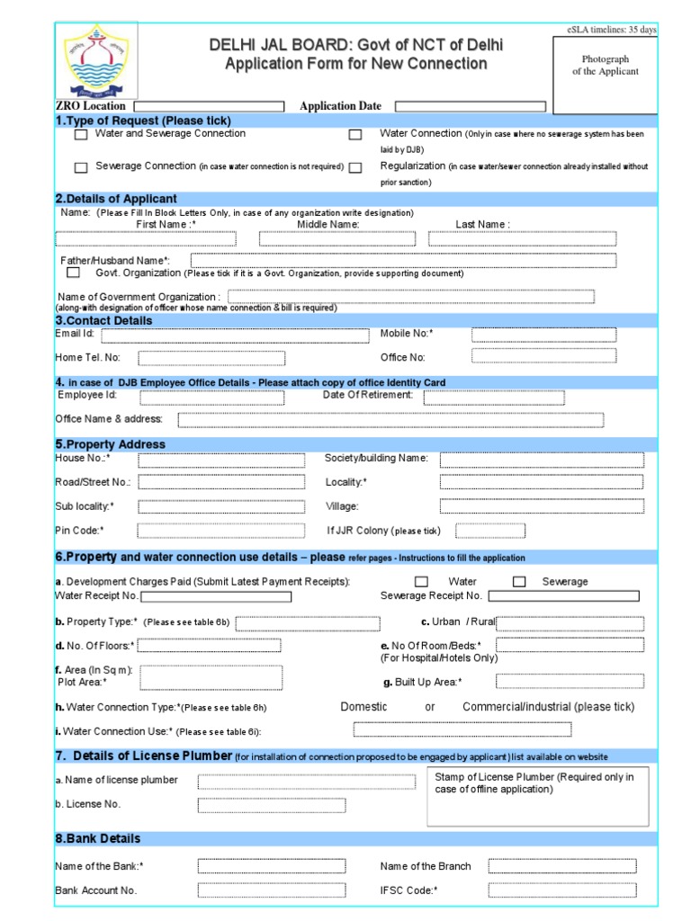 New Connection Form Identity Document Deed