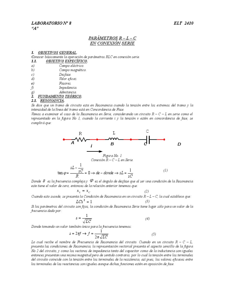 Análisis de parámetros RLC en serie y sus representaciones mediante ...