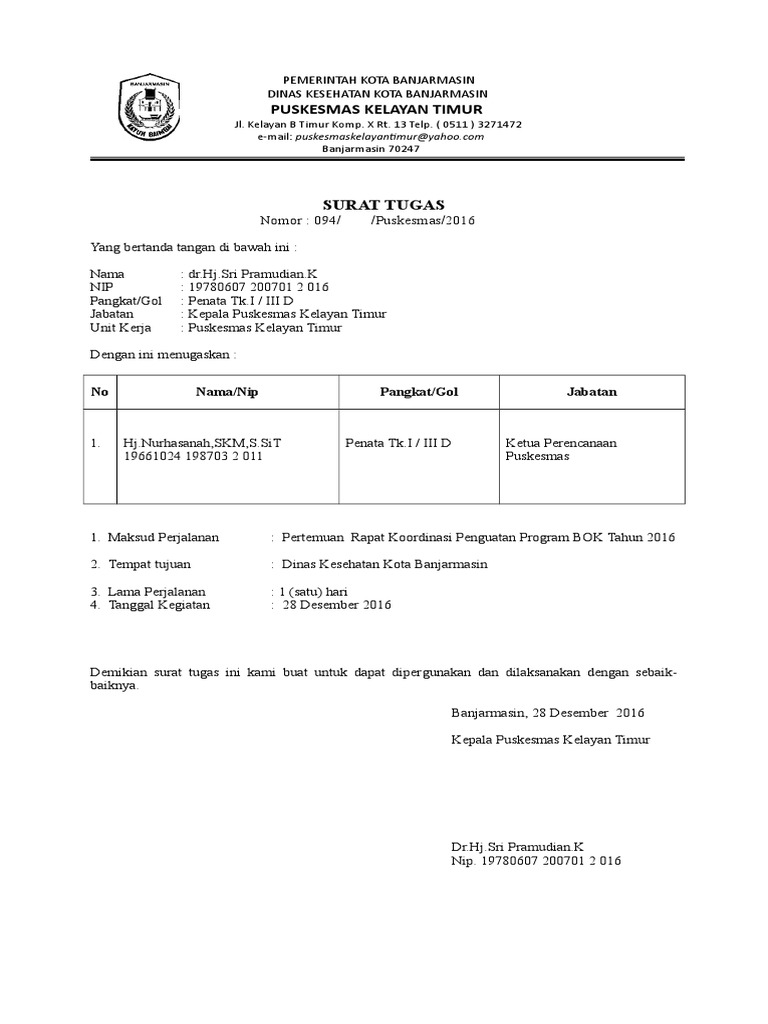 Contoh Surat Tugas Copy