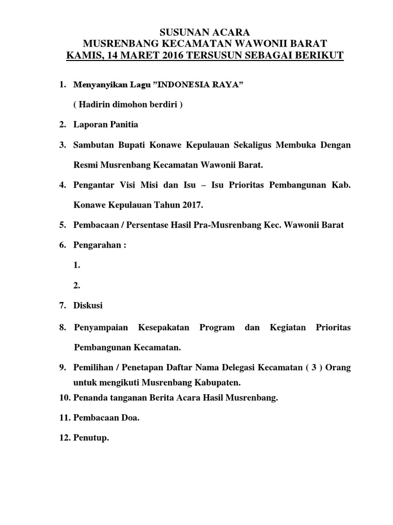 Susunan Acara Musrenbang Kecamatan Th. 2014 - Copy
