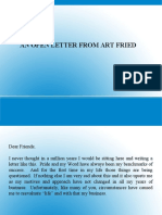 An Open Letter From Art Fried