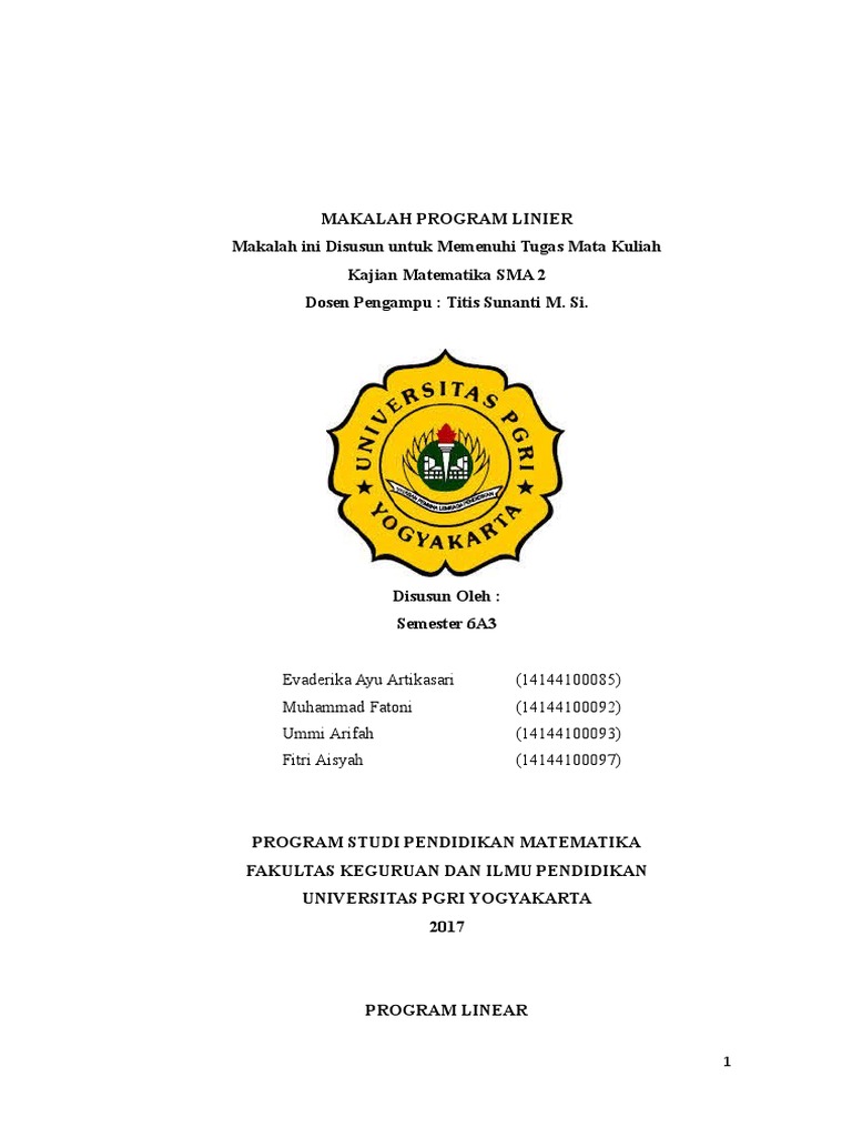 Makalah Program Linear SMA | PDF