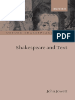 John Jowett Shakespeare and Text